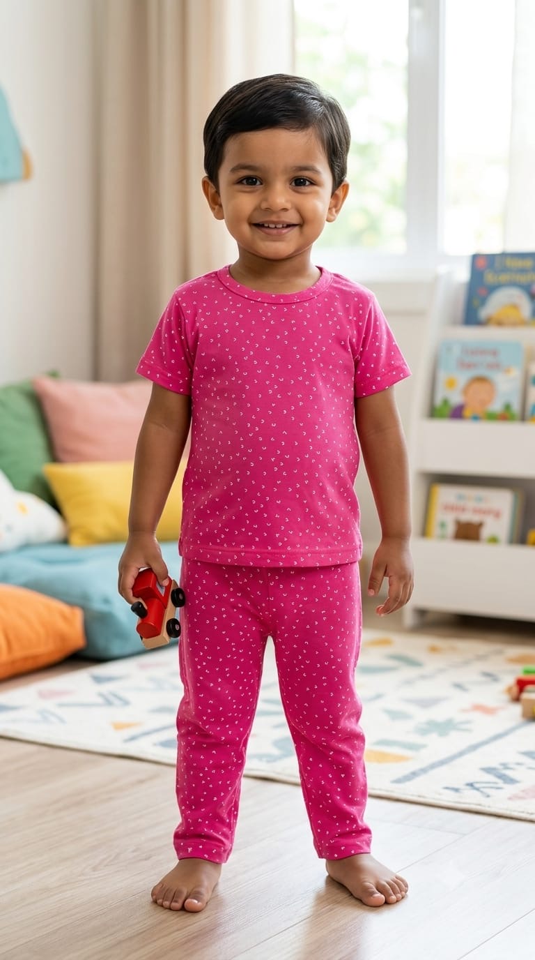 Pink white Top & bottom set (6 months-3 years)