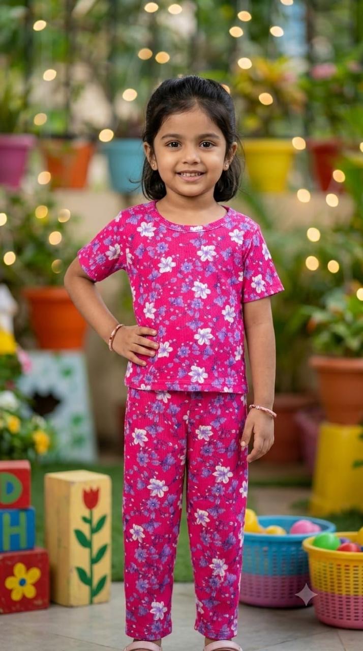 Pink ribbed Coord set (1-6 years )Code:SA