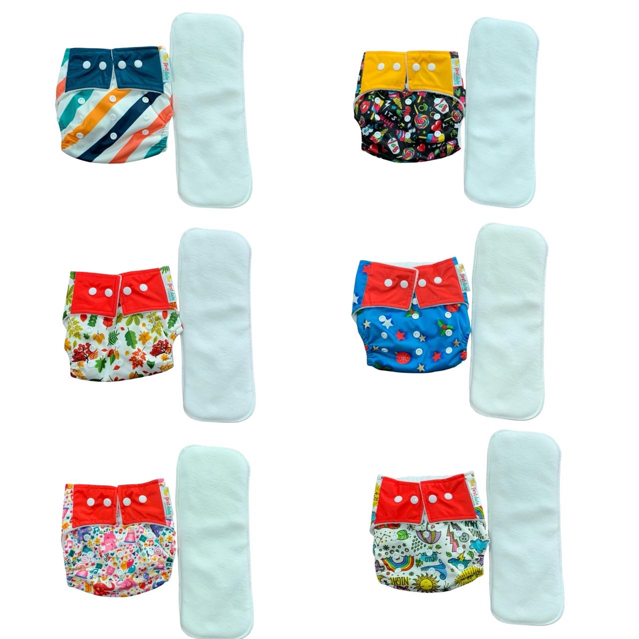 Cloth Diaper Pack of 6 ( Newborn-3 Years) - AT JUST Rs.250 EACH ASSORTED DESIGNS