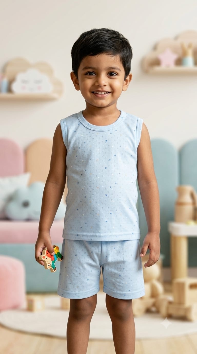 Blue Sleeveless Short set (1- 3 years)