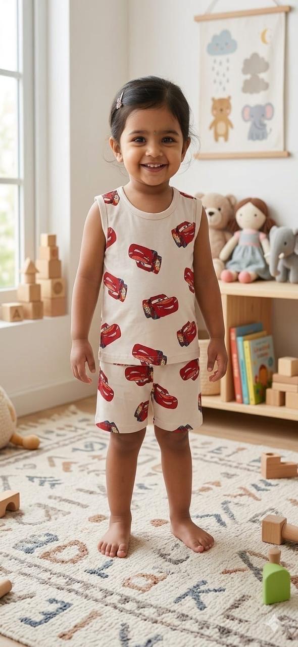 Car Sleeveless Short set (6 months- 3 years)