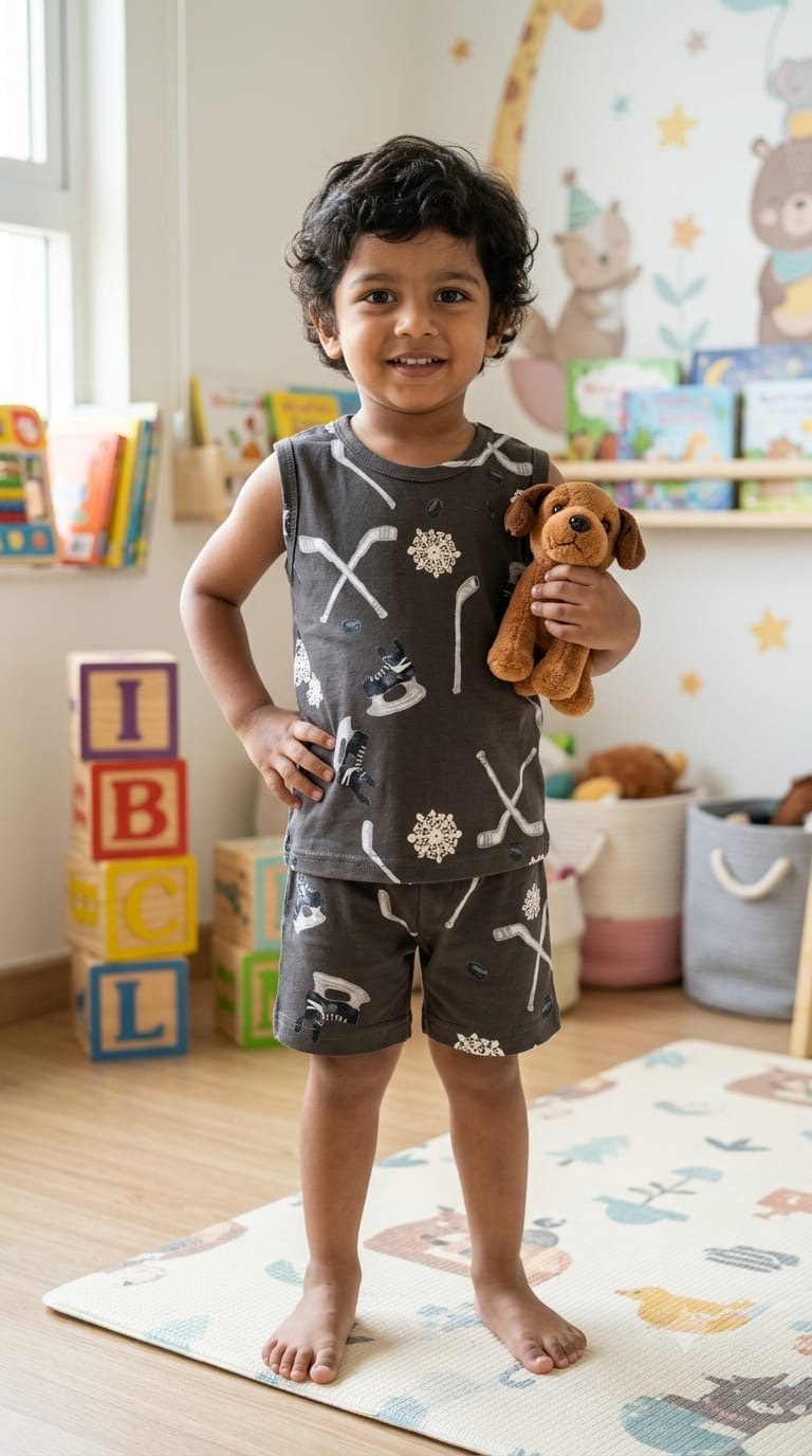 Black white Sleeveless Short set (1- 3 years)
