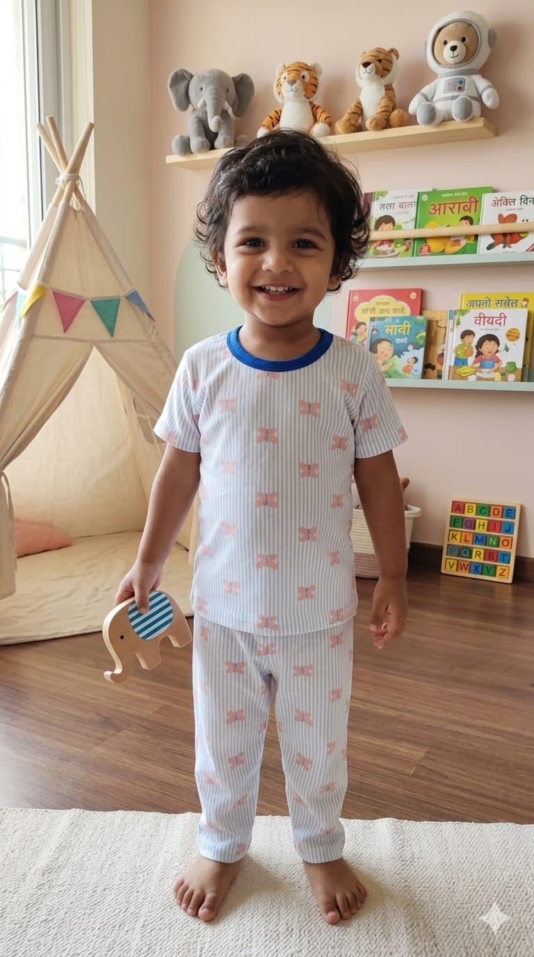 Blue butterfly Top & bottom set (6 months- 3 years)
