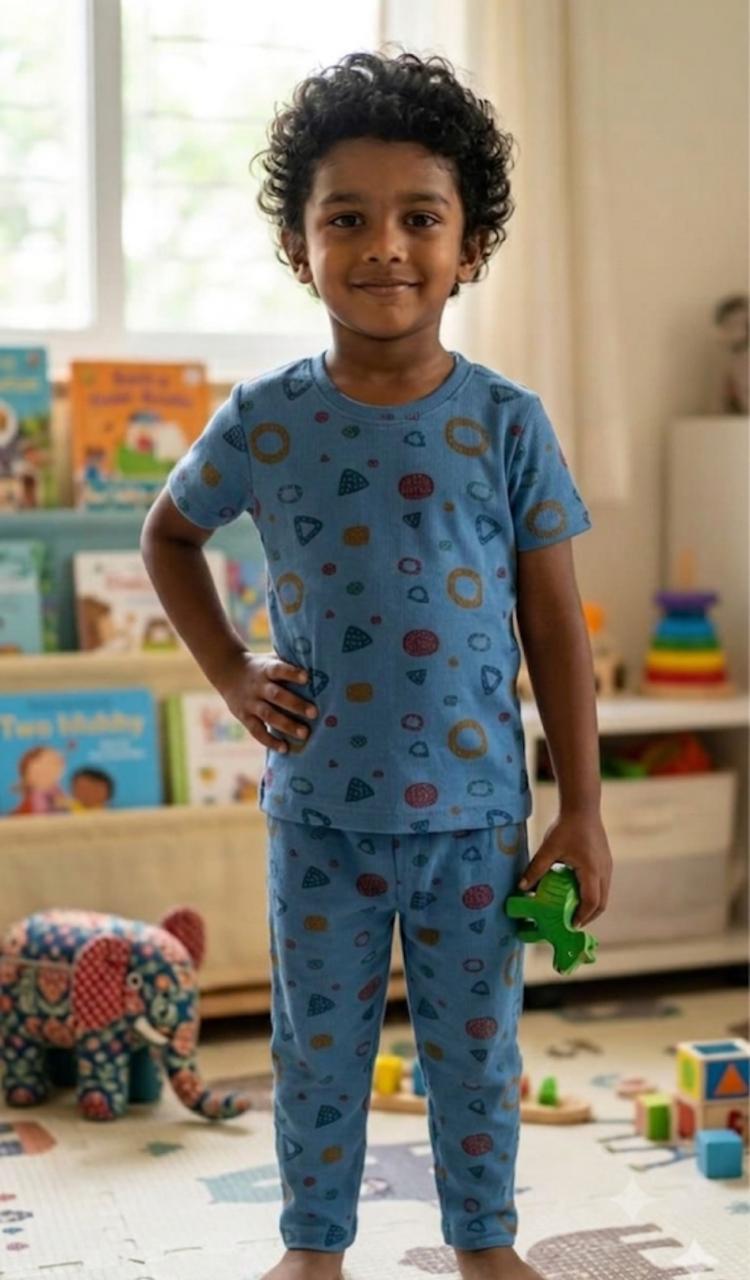 Blue shapes ribbed Coord set (1-6 years )Code:SA (Copy)