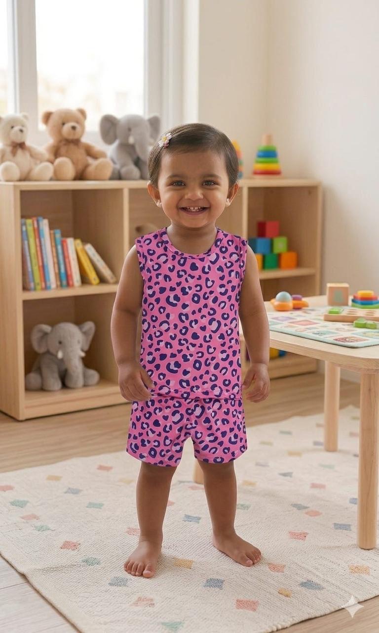 Printed pink Short set (6-12 months)