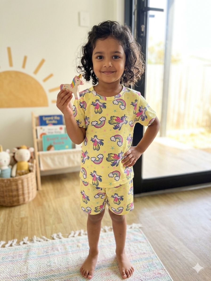 Yellow colourful Short set (6 months- 3 years)