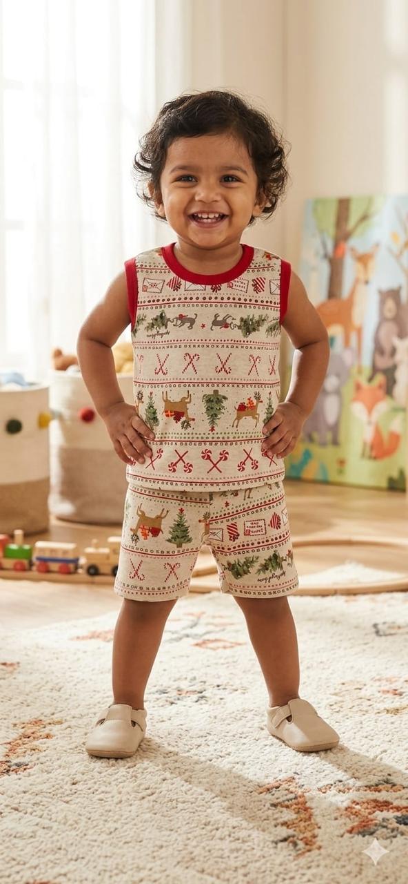 Xmas sleeveless short set (6 months-3 years)