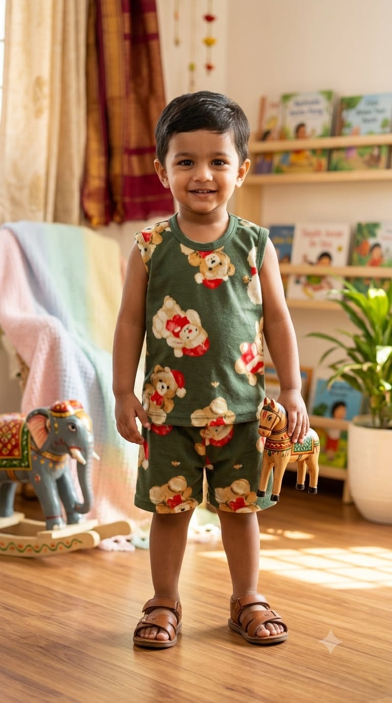 Teddy Sleeveless Short set (1-3 year)