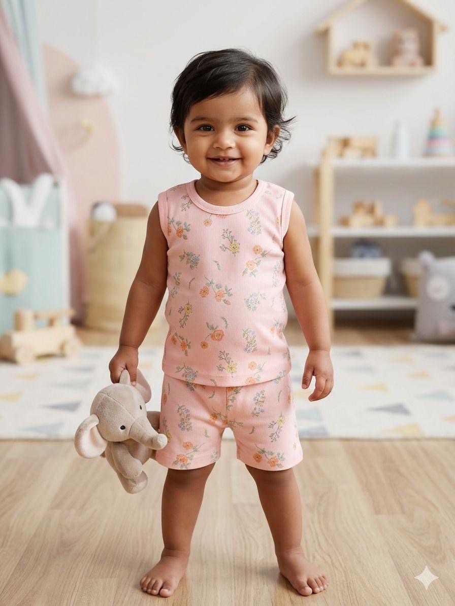 Pink Sleeveless Short set (3-5 years)