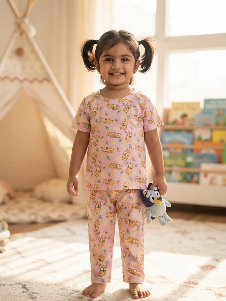 Friends pink Top & bottom set (6 months -3 years )