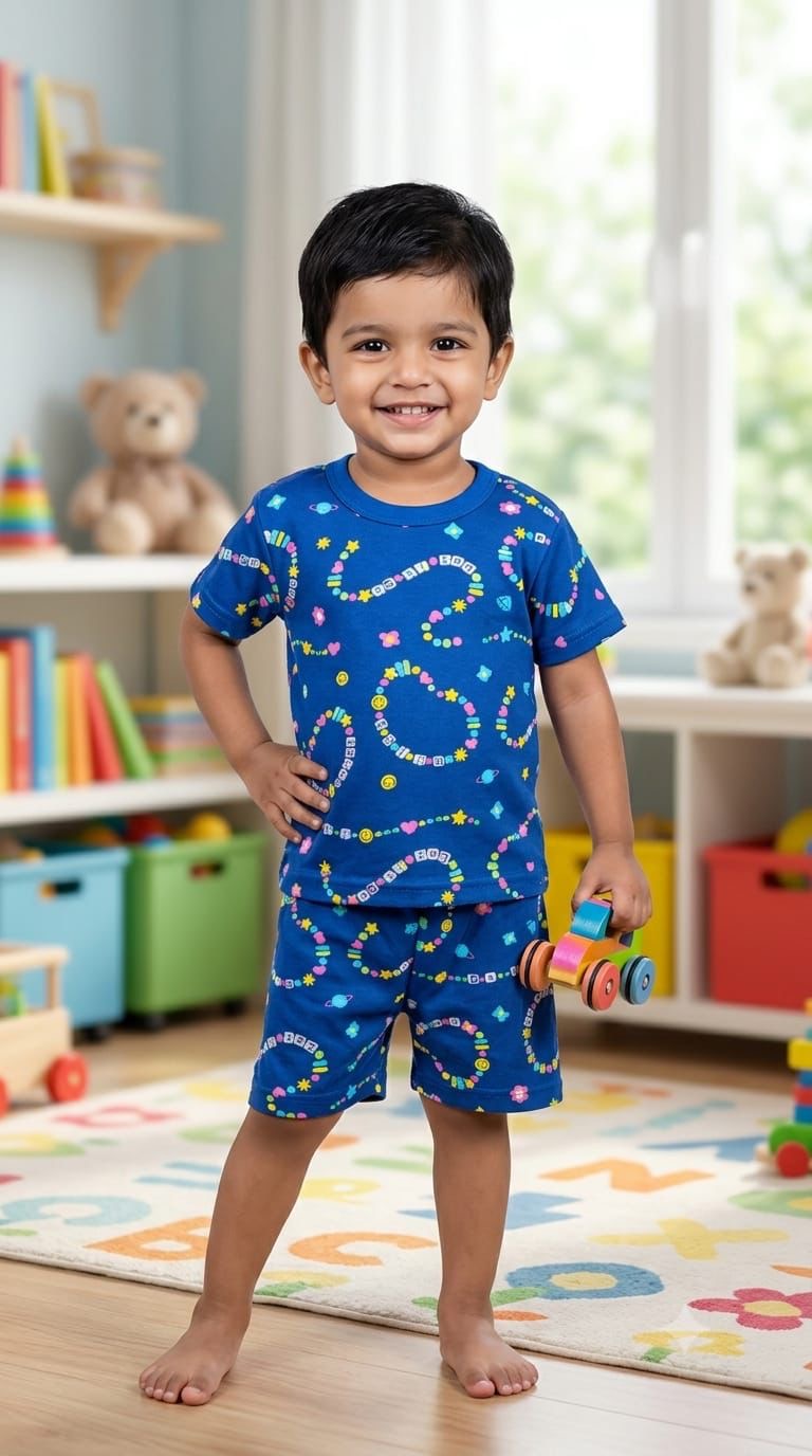 Colourful blue Short set (1- 3 years)