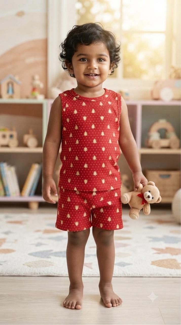 Red dotted print Short set (1-3 years)