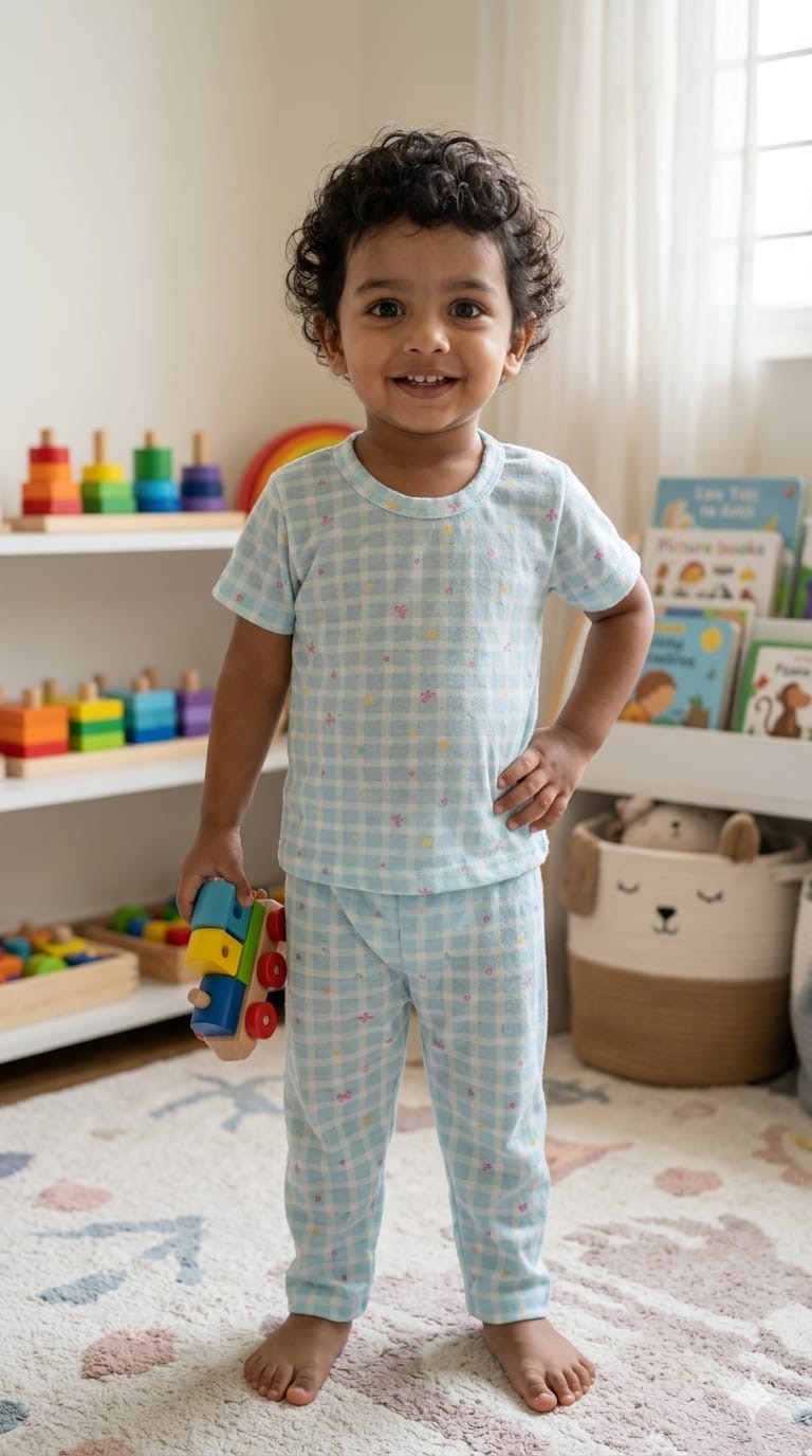 Blue white Top & bottom set (6 months-3 years)