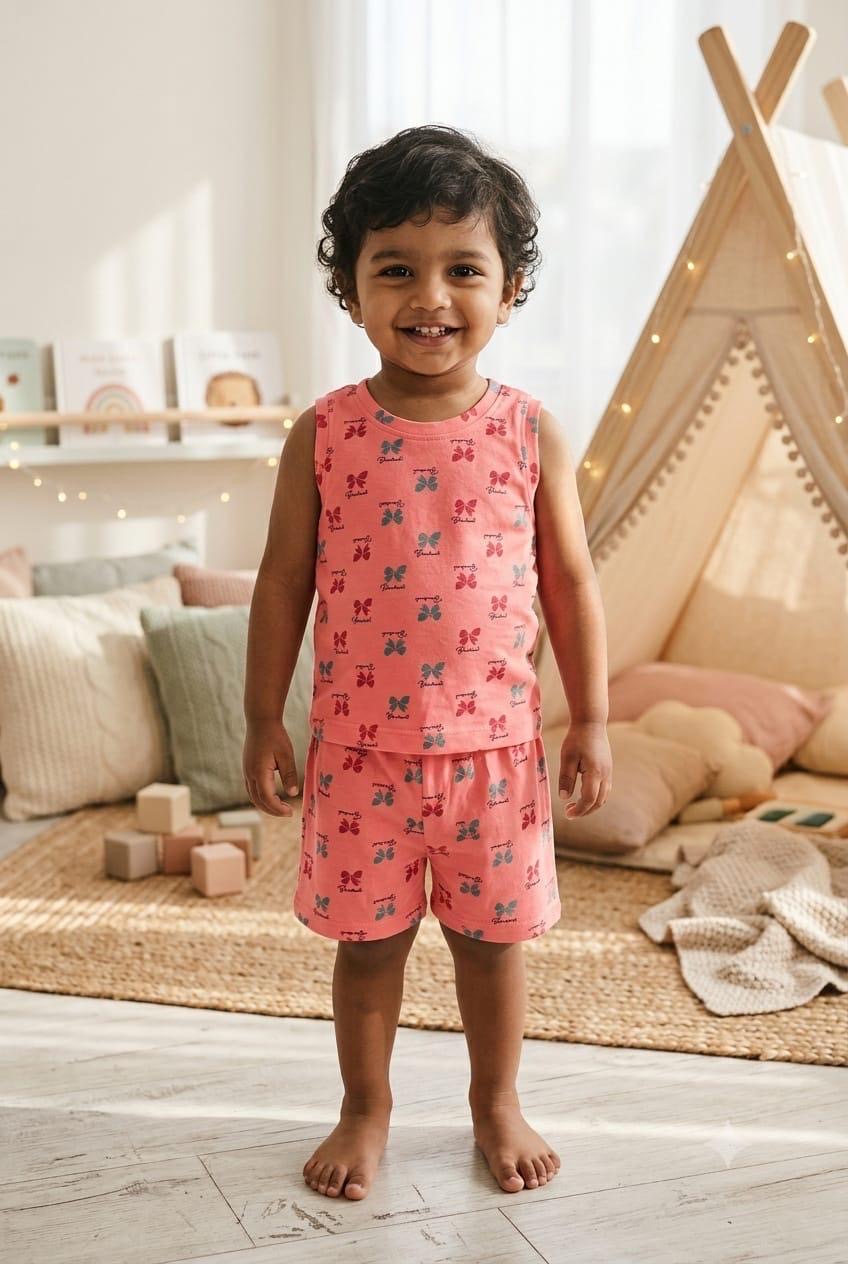 Colourful Sleeveless Short set (1-6 years )Code:SA