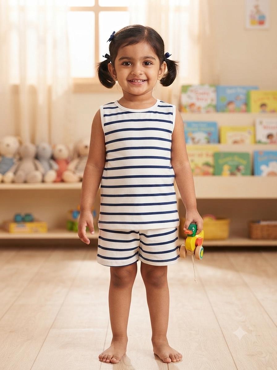Black white Sleeveless Short set (3-4 years ) Codeas