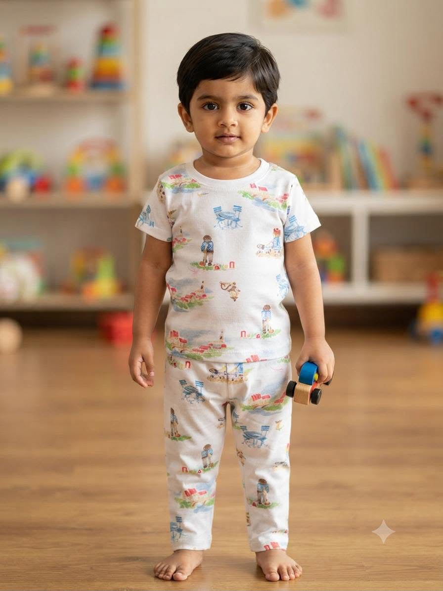 White world Top & bottom set (6 months-3 years )
