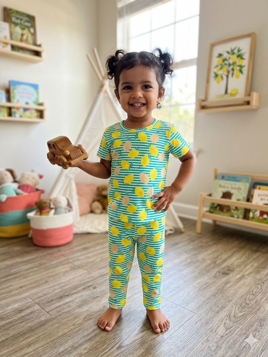 Yellow green Top & bottom set (6 months-3 years)
