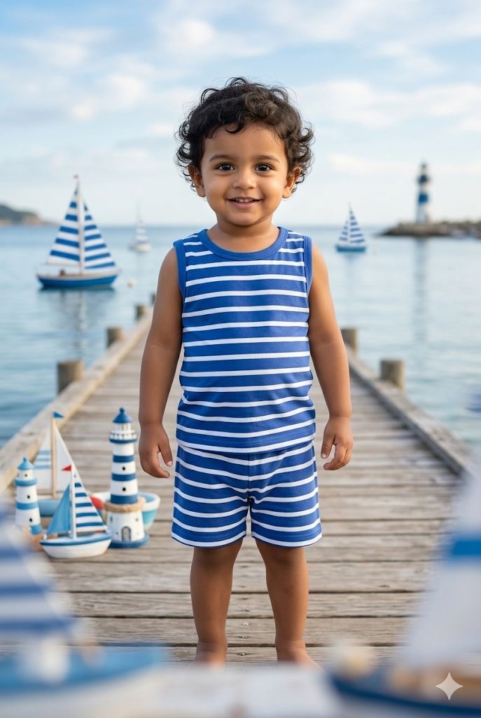 Stripes short set Codeas (6 months- 4 years)