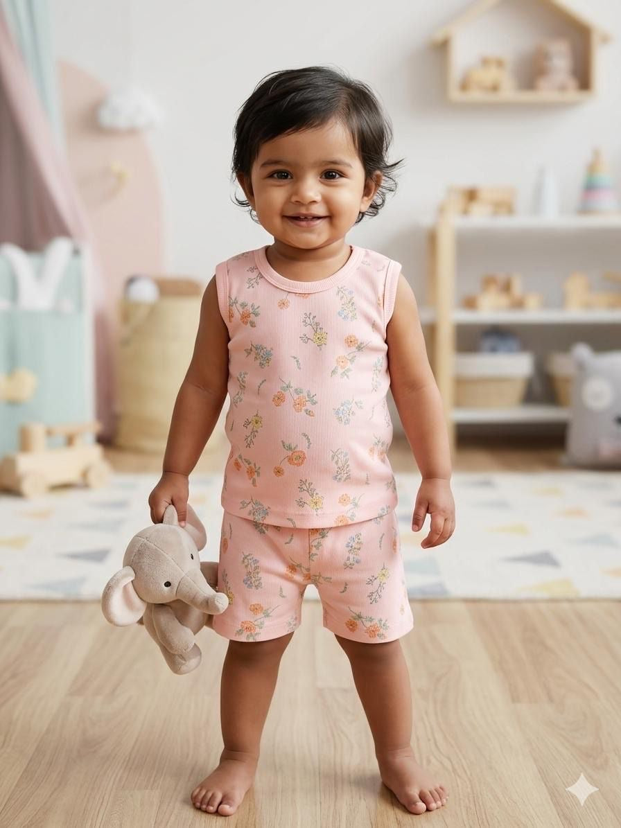 Floral Sleeveless short set (1-3years)