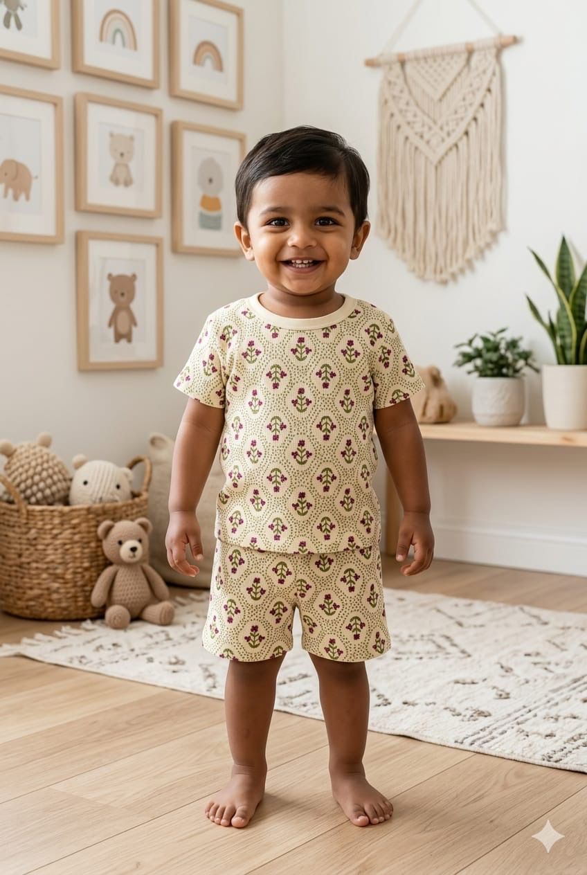 Cream art short set (1- 3 years)