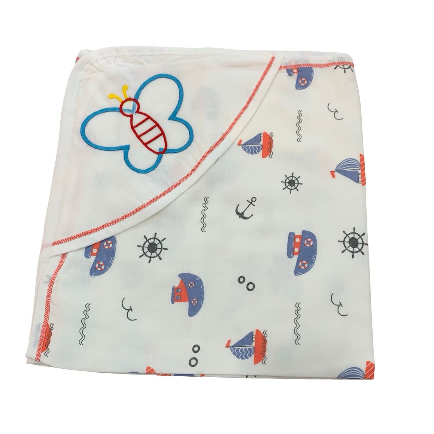 Butterfly muslin hooded towel(70*70)