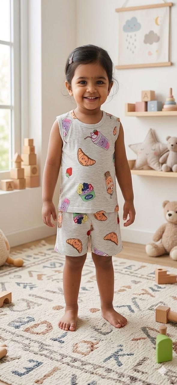 Grey Sleeveless short set (6 months- 3 years)