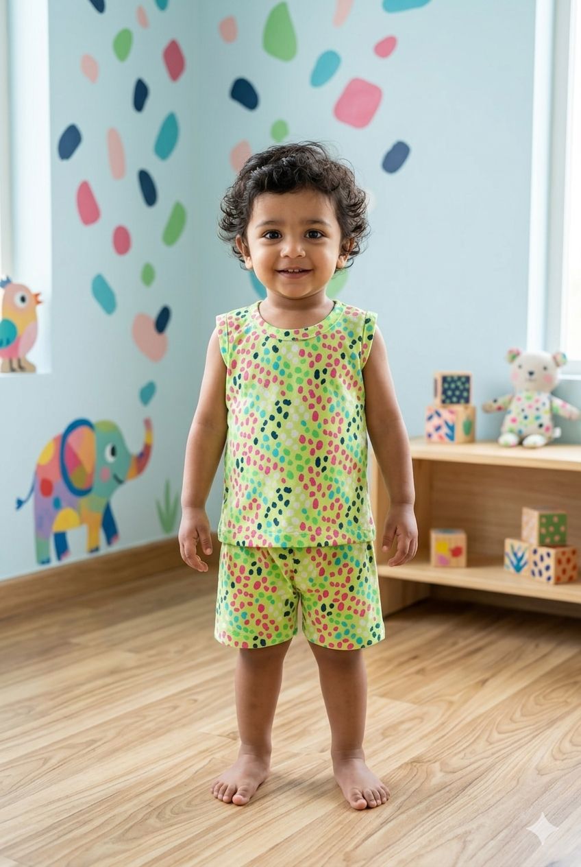 Colourful Sleeveless Short set (2-3 years)