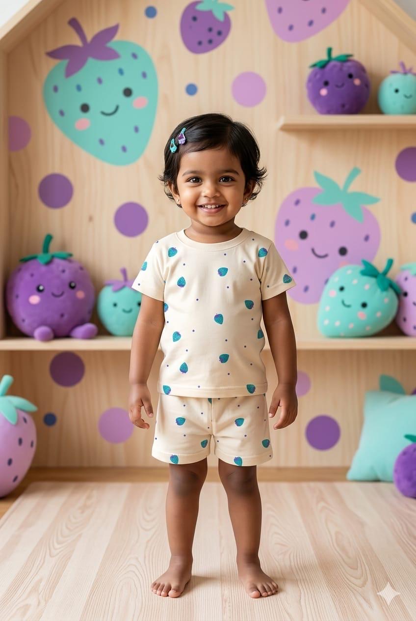 Blue strawberry Short set (6 months- 3 years)
