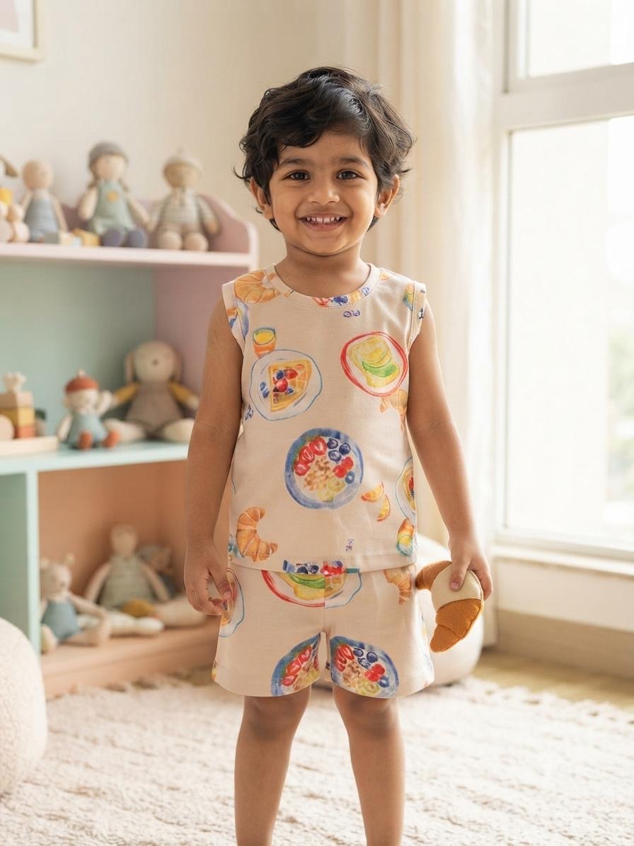 Breakfast Sleeveless Short set (1-3 year)