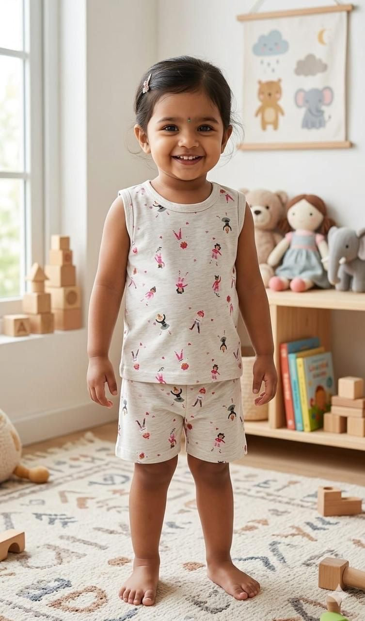 Dancing Sleeveless Short set (6 months- 3 years)