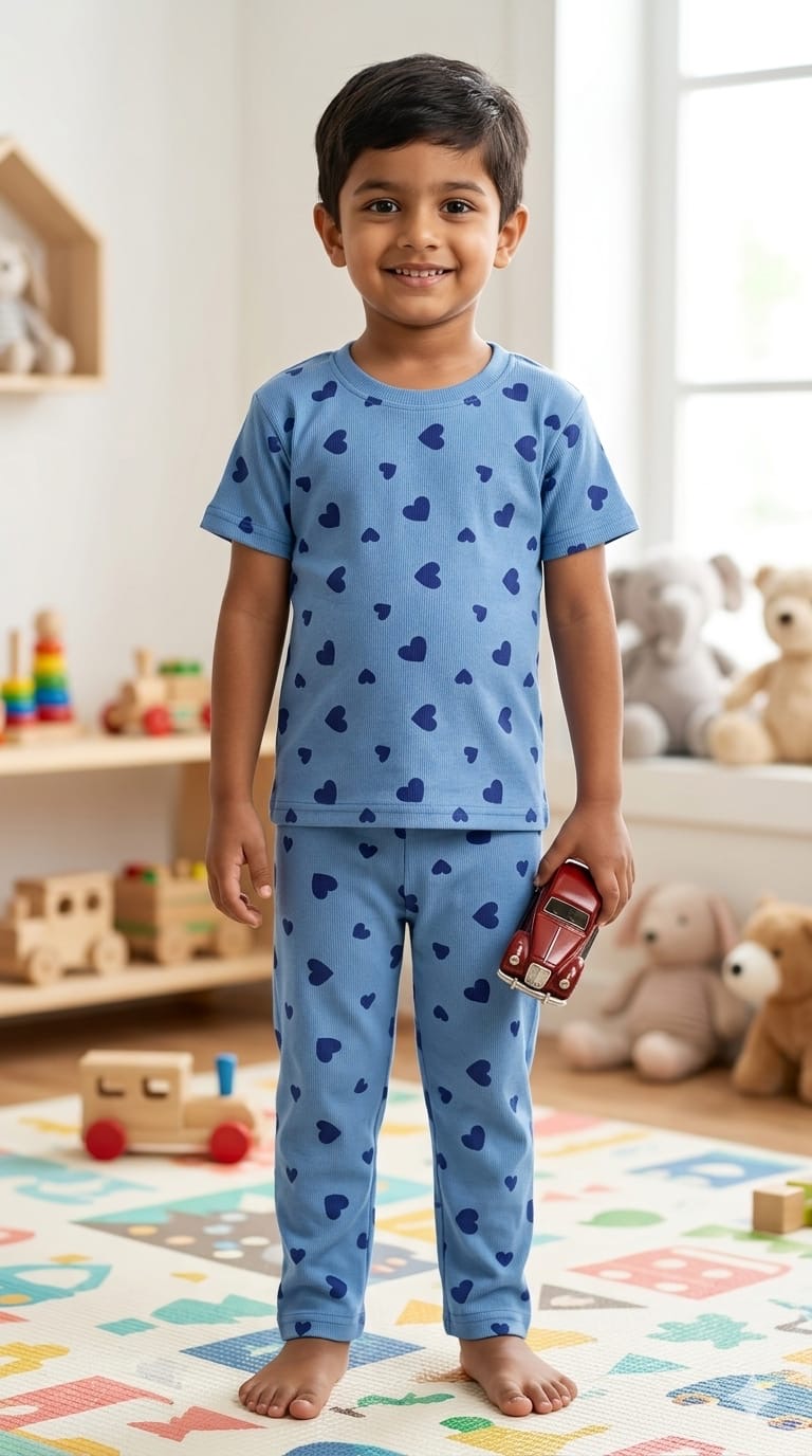 Blue ribbed Coord set (1-6 years )Code:SA