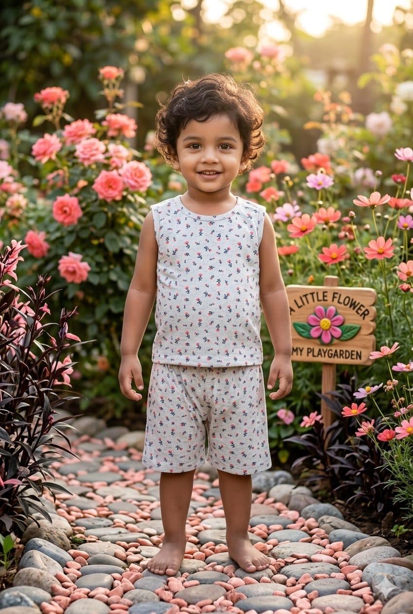 Grey black Sleeveless Short set (6 months- 3 years)