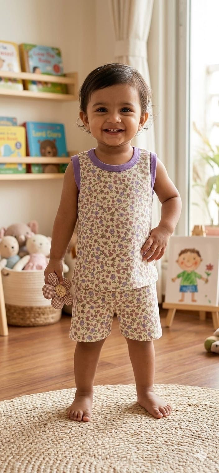Mini floral Sleeveless Short Set (1-3 year )