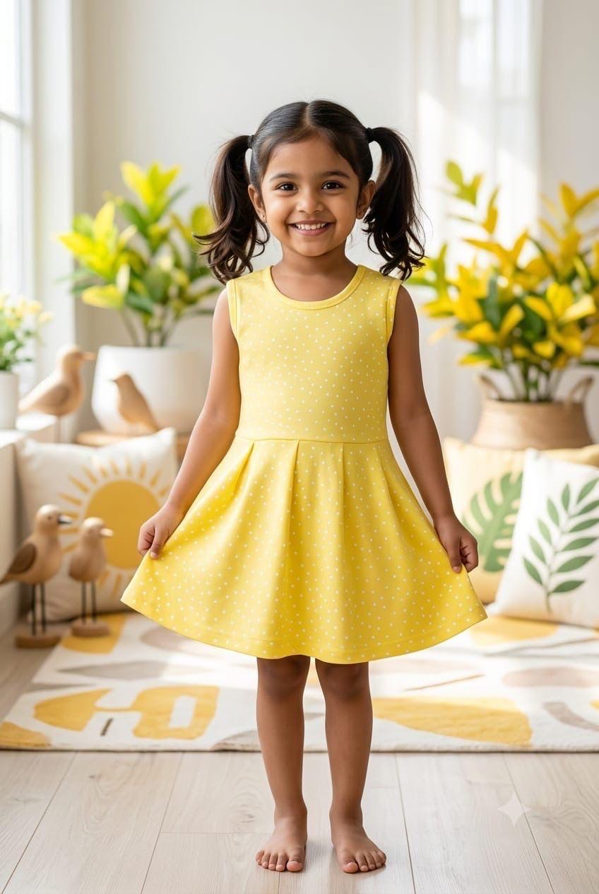 Yellow white frock (6 months - 4 years)