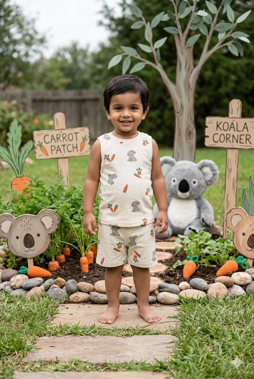 Carrot Sleeveless Ribbed Short set (1-6 years )Code:SA