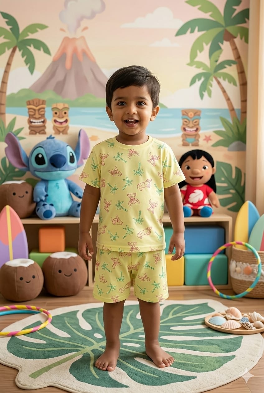 Yellow Colourful Short set (3-5 years)
