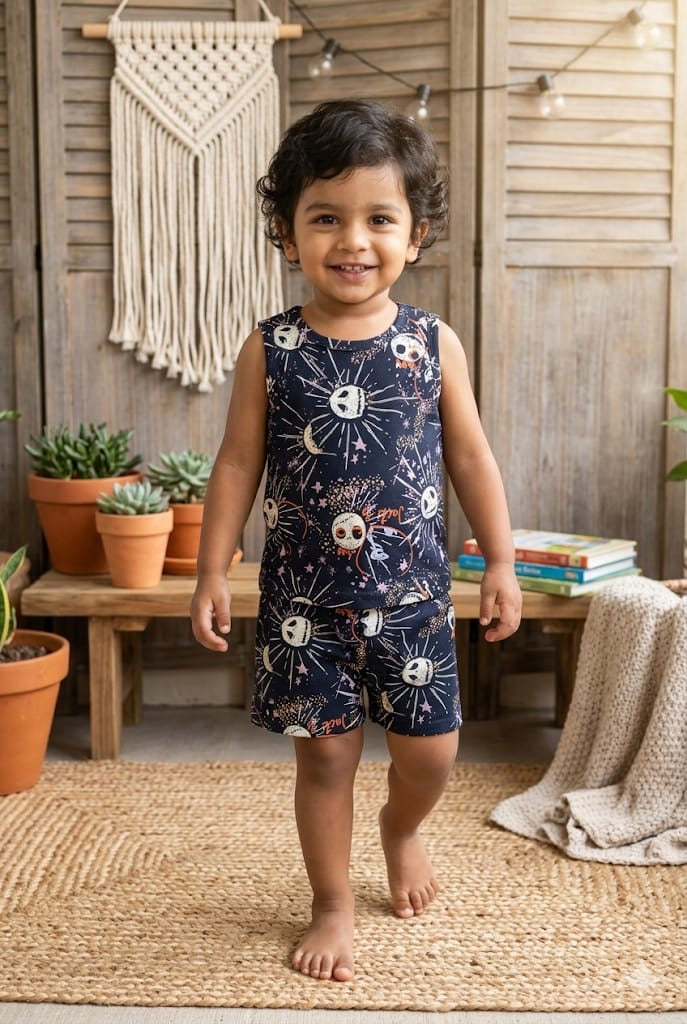 Blue white short set (6 month-4 years) CodeAs