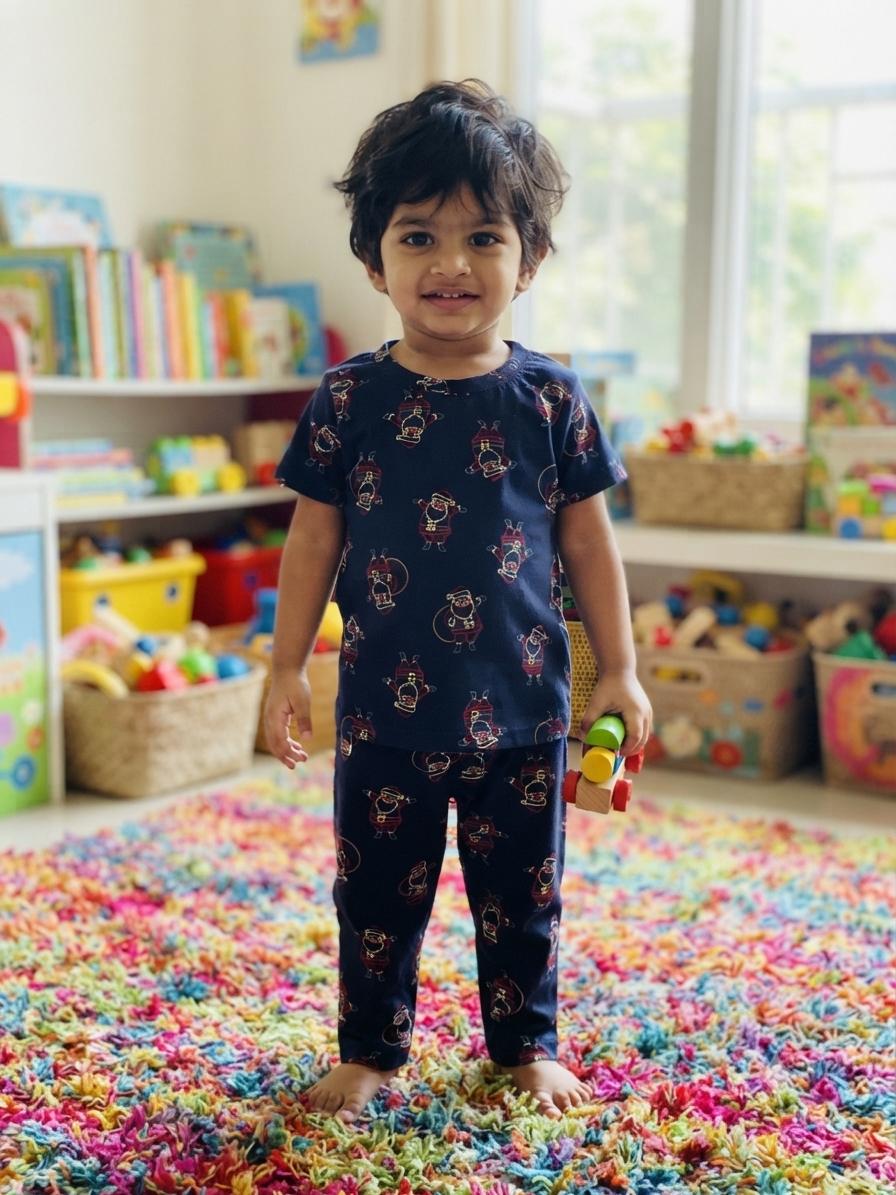 Navy blue Top & bottom set (6 months-3 years )