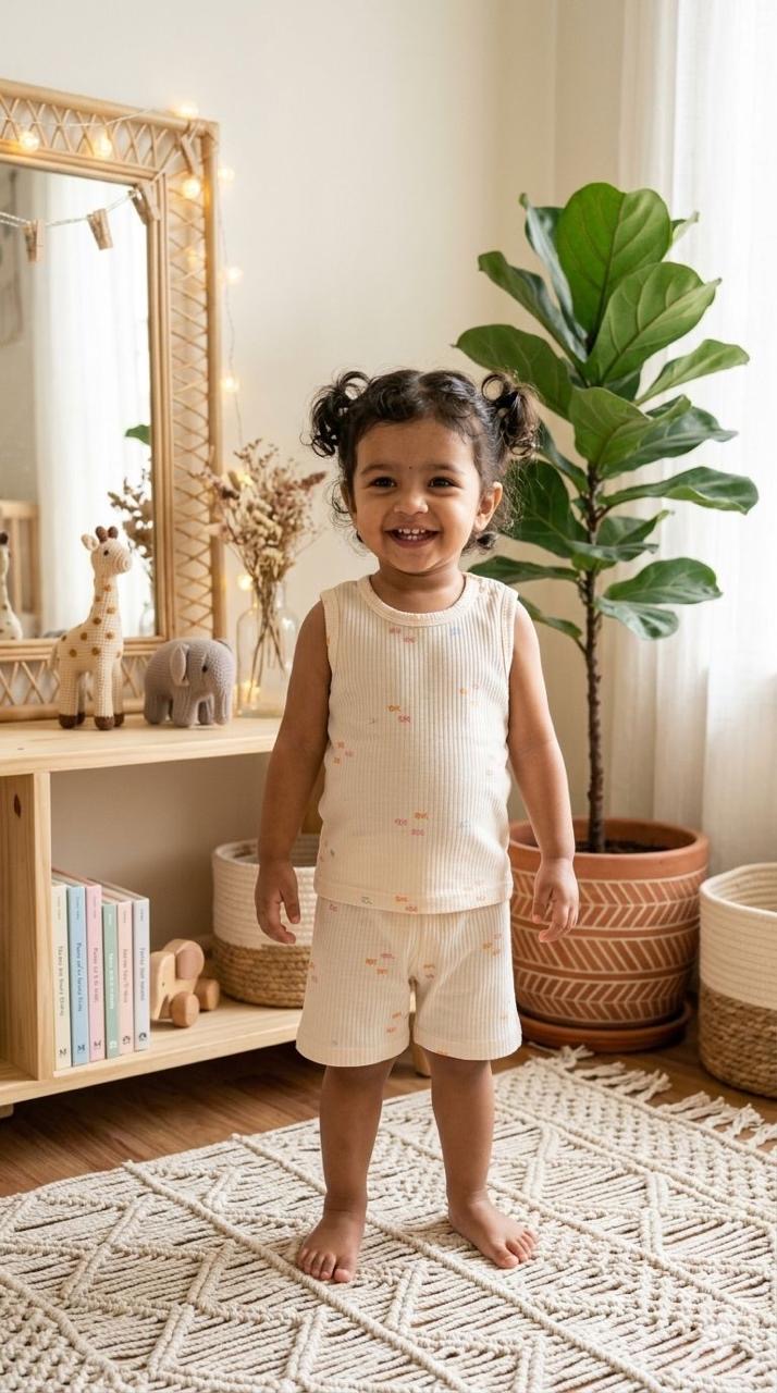 White Sleeveless Short set (3-5 years)