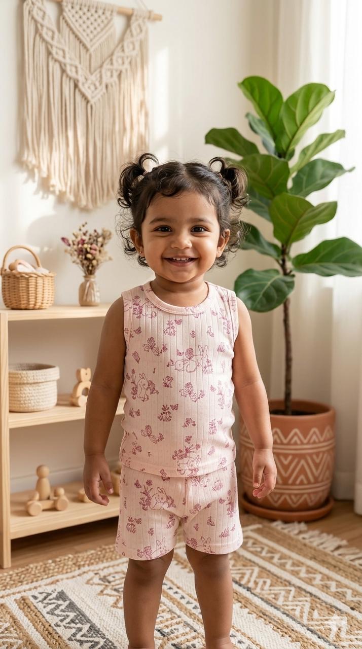 Pink 2 Sleeveless Short set (3-5 years)