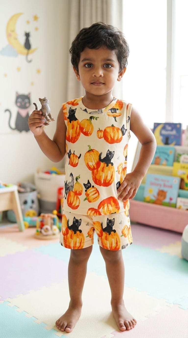 Pumpkin Sleeveless Short set (1- 3 years)