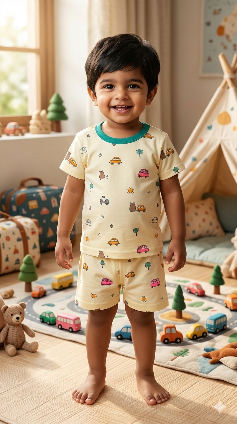 Yellow car short set (6 months- 3 years)