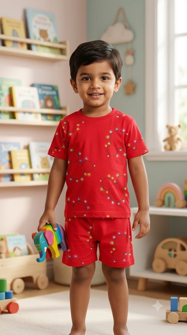 Red Mickey world Short Set (1-3 year )
