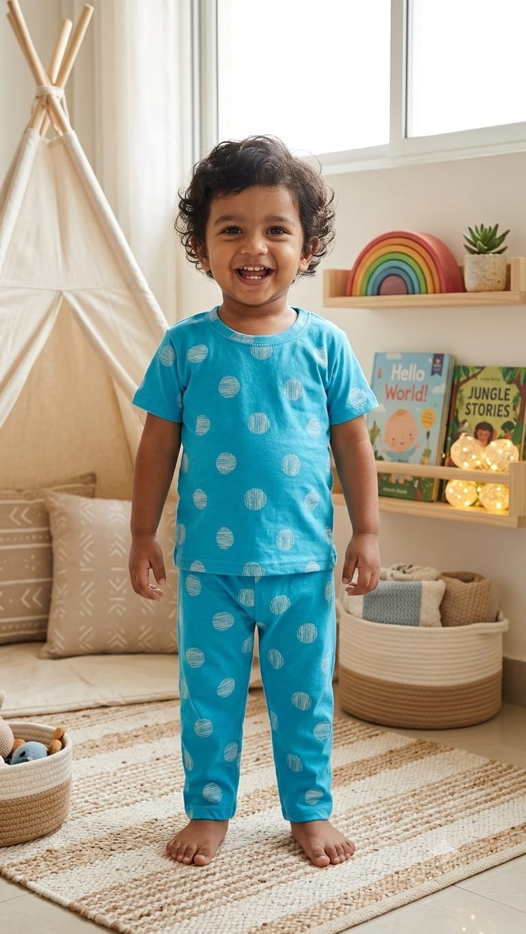 Blue white Top & bottom set (6 months-3 years)
