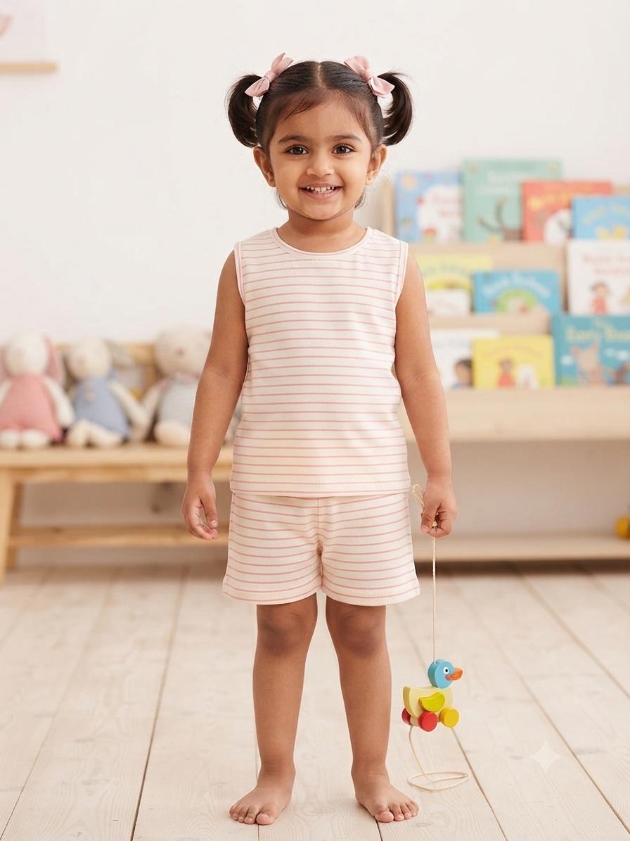Stripes Sleeveless Short set (2-3 years ) Codeas