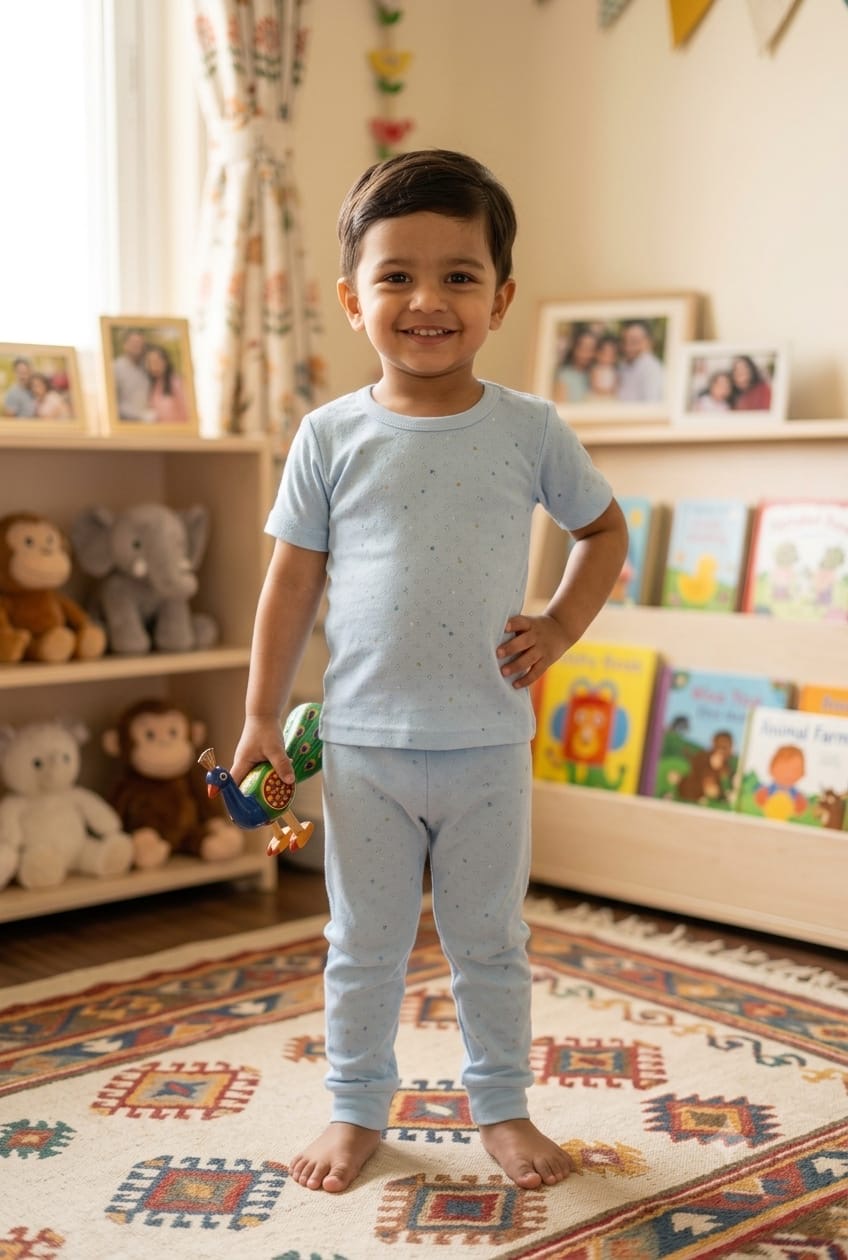 Sky blue Top & bottom set (6 months-3 years)