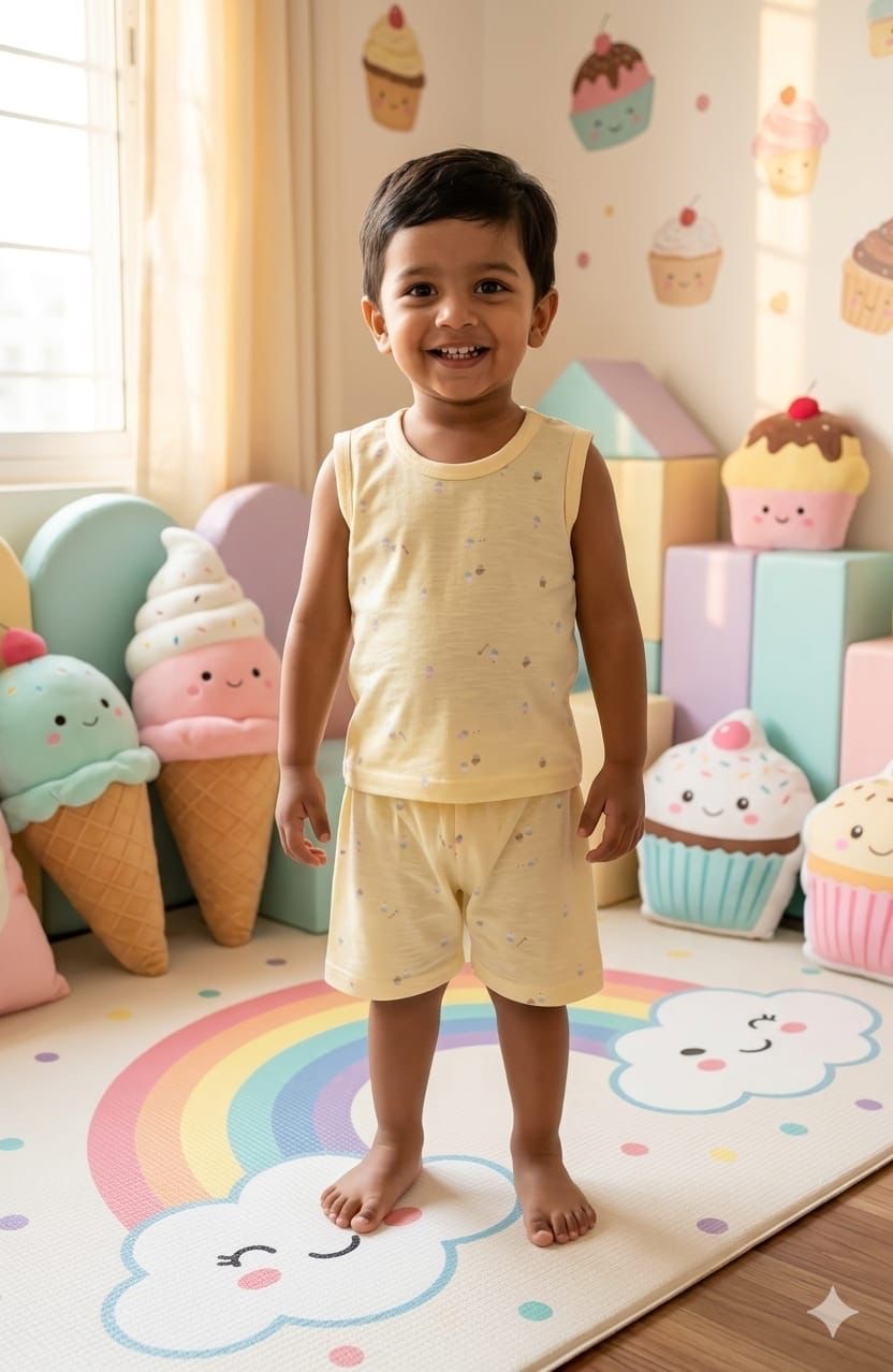 Yellow 2 sleeveless short set (6 months-3 years)