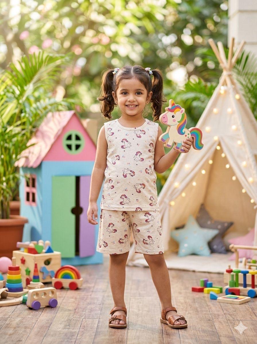Unicorn Sleeveless Short Set (1-2 year )