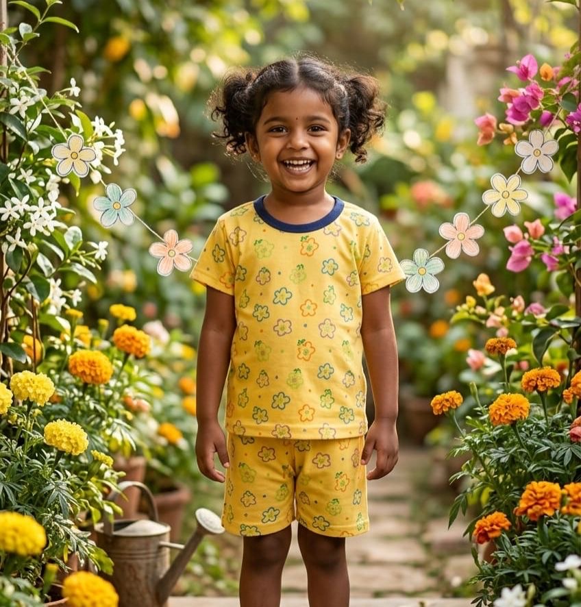 Yellow flower short set (6 months- 3 years)