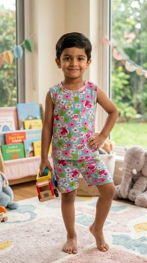Colourful Sleeveless Short set (2-3 years ) Codeas